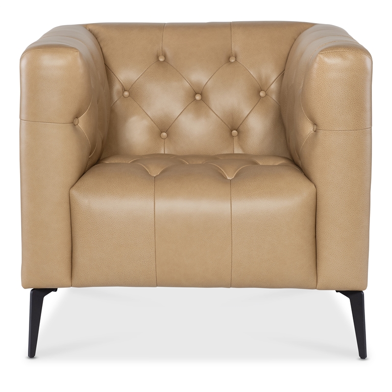 Beaumont Lane Traditional Stationary Chair with Beige Leather