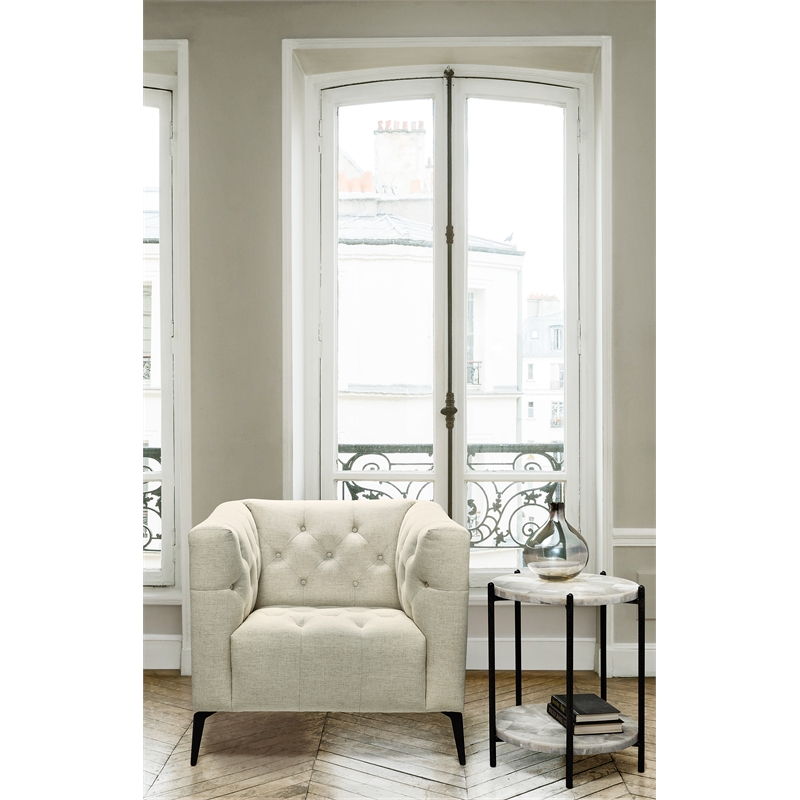 Beaumont Lane Traditional Stationary Chair with Beige Fabric