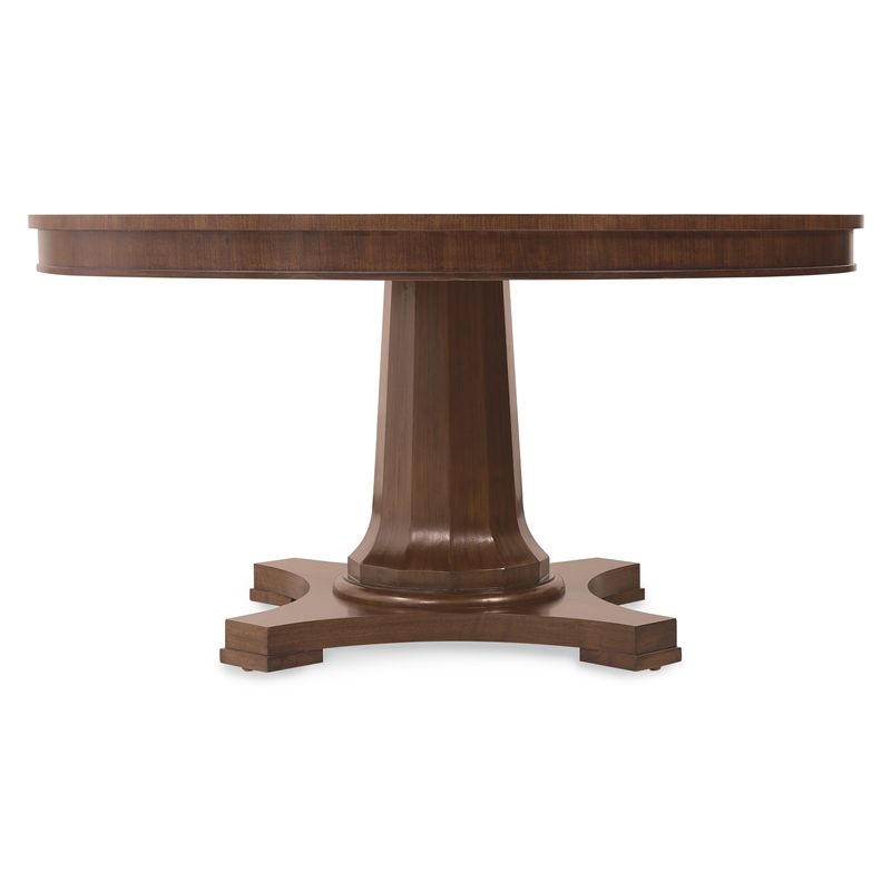 Beaumont Lane Round Pedestal Dining Table in Dark Natural Wood Finish
