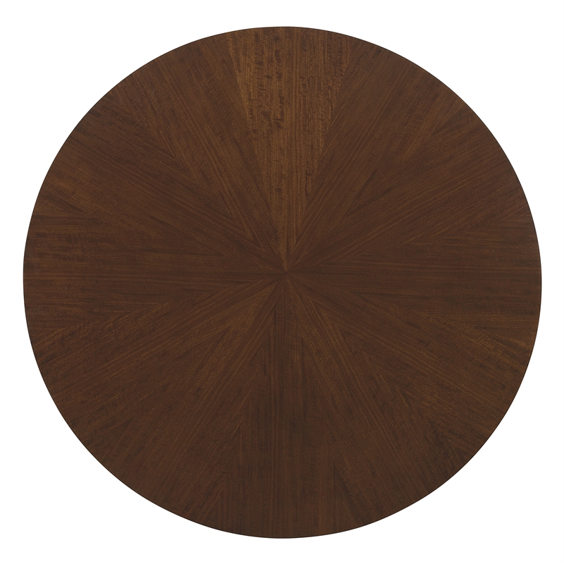 Beaumont Lane Round Pedestal Dining Table in Dark Natural Wood Finish