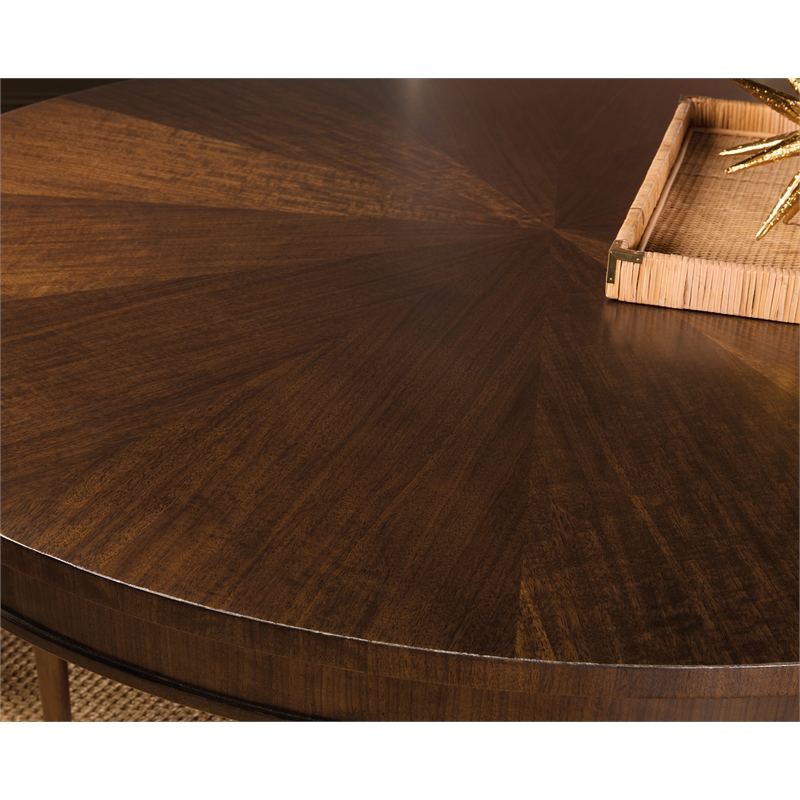 Beaumont Lane Round Pedestal Dining Table in Dark Natural Wood Finish