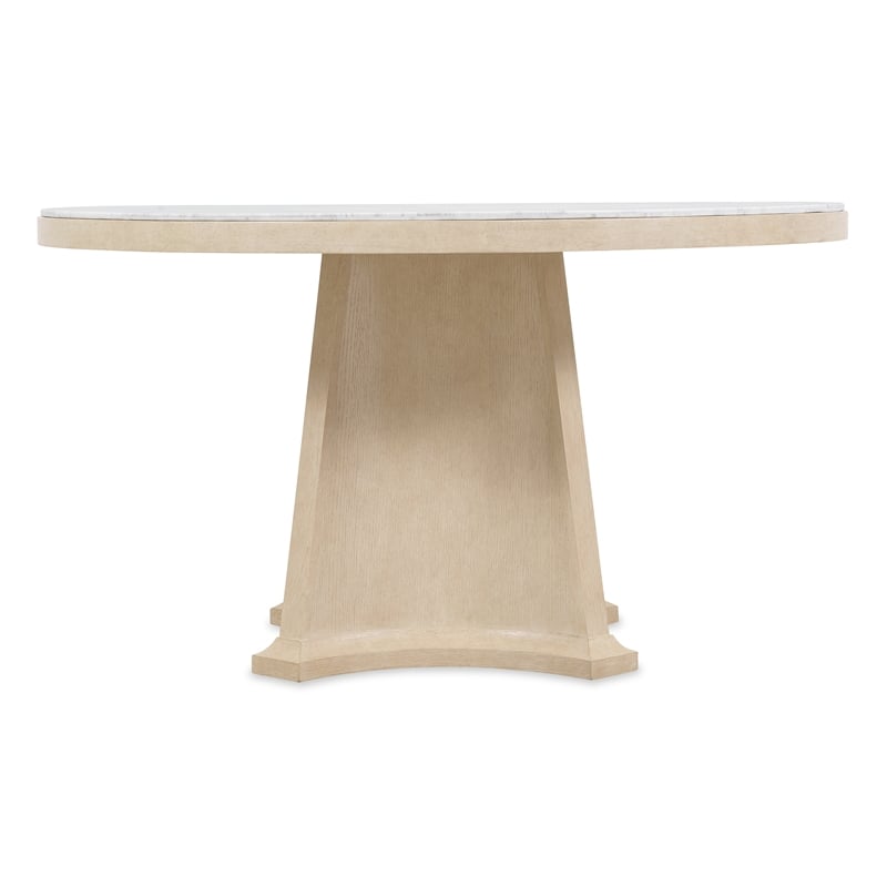 Beaumont Lane Round Dining Table with Marble Top on a Natural Wood Base