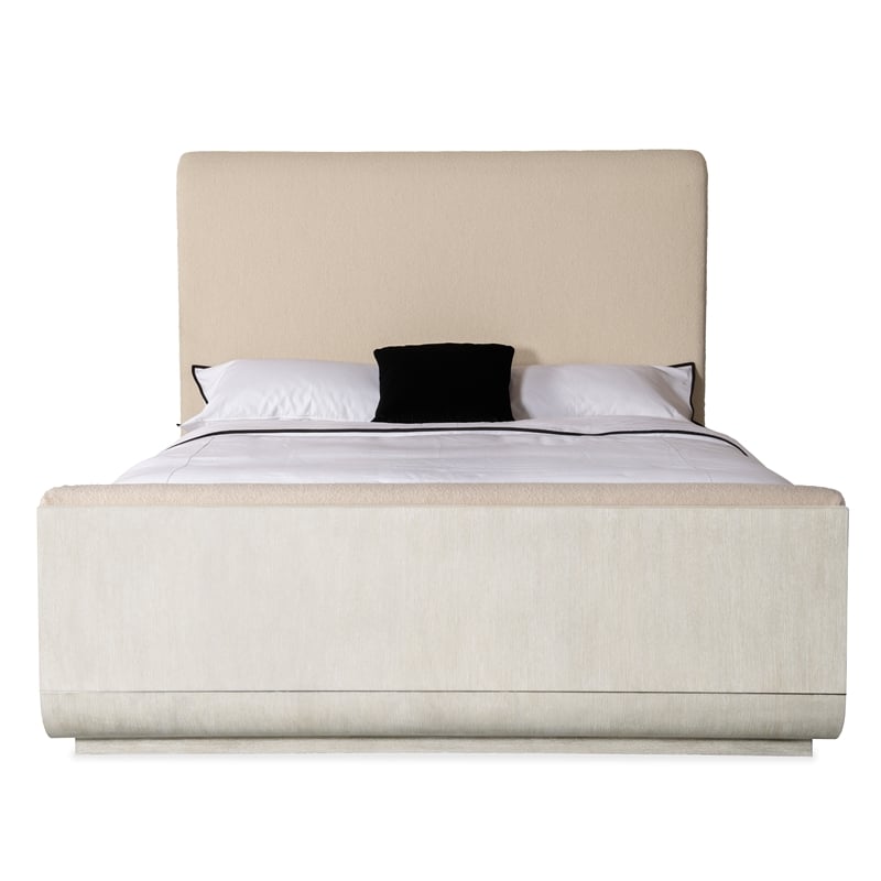 Beaumont Lane Modern Queen Beige Fabric Upholstered Panel Bed