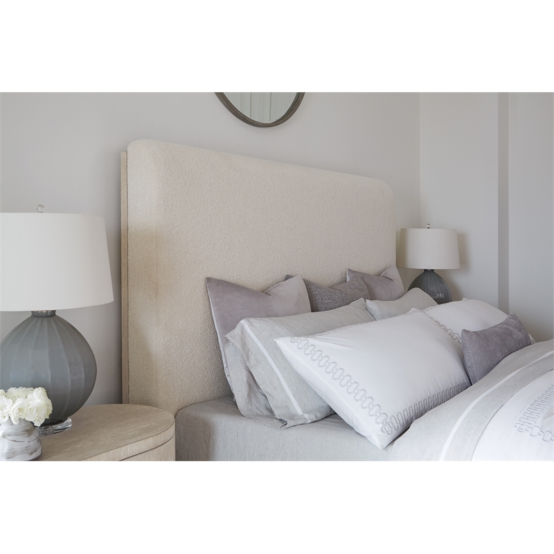 Beaumont Lane Modern Queen Beige Fabric Upholstered Panel Bed