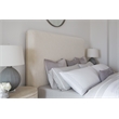 Beaumont Lane Modern Queen Beige Fabric Upholstered Panel Bed