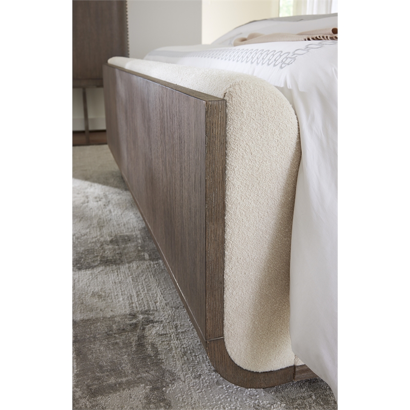 Beaumont Lane Modern Queen Beige Fabric Upholstered Panel Bed