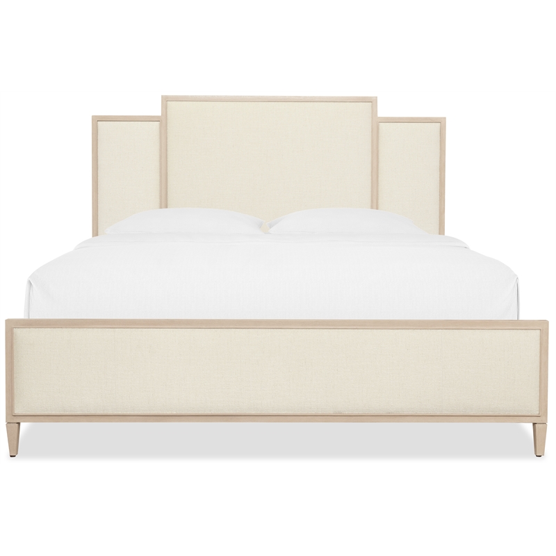 Beaumont Lane Transitional King Panel Bed in Beige Fabric Finish