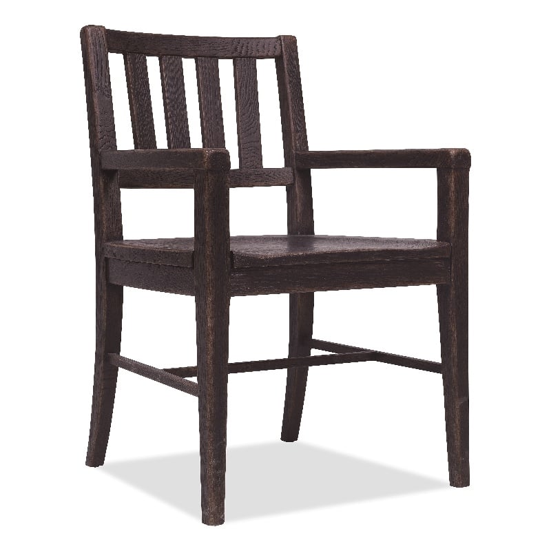 Beaumont Lane Transitional Driftwood Splatback Arm Chair in Black Wood