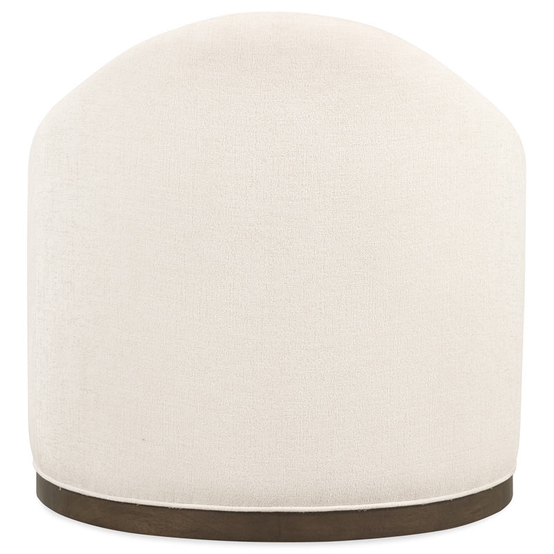 Beaumont Lane Cora Swivel Chair in Beige Fabric with Brown Wood Accenting