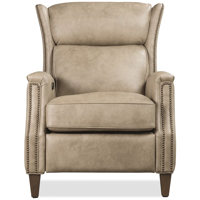 Beaumont Lane Lansing Power Recliner with Power Headrest in Beige Leather