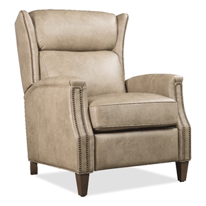 Beaumont Lane Lansing Power Recliner with Power Headrest in Beige Leather