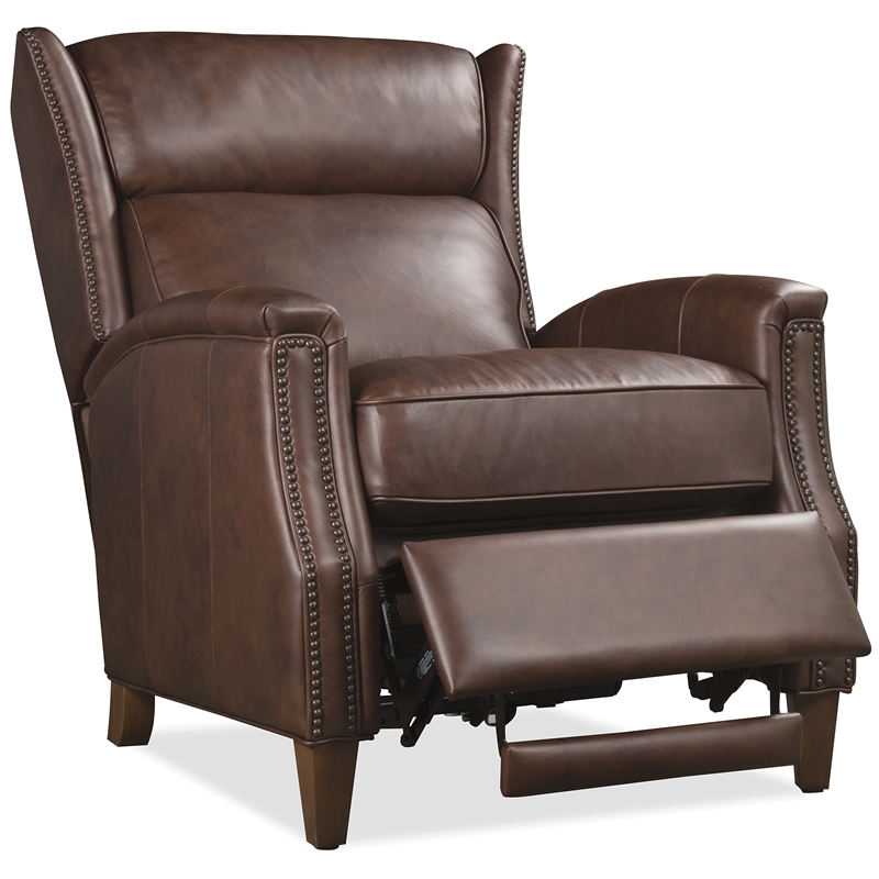 Beaumont Lane Lansing Power Recliner with Power Headrest in Brown Leather