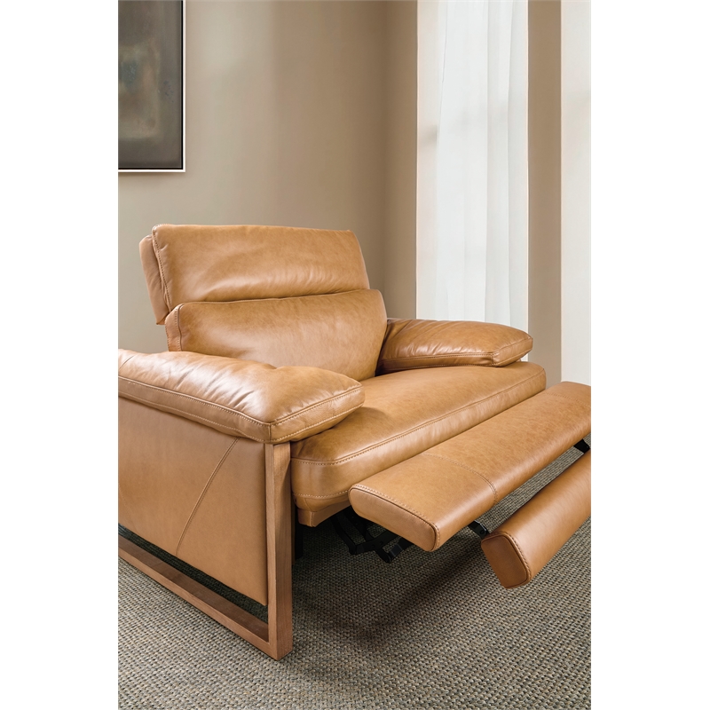 Beaumont Lane Power Recliner with Power Headrest in Brown Leather