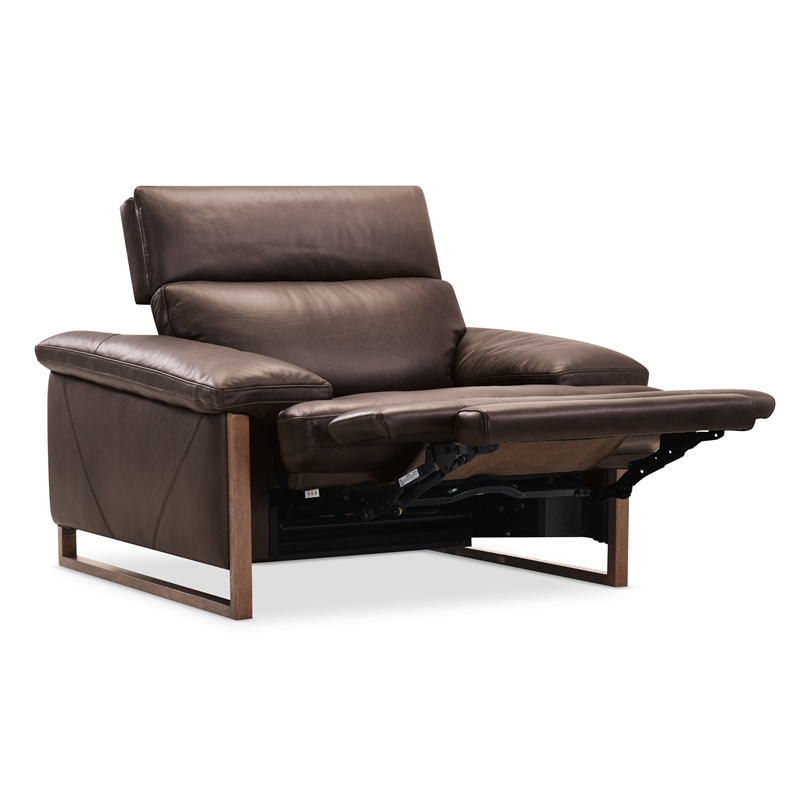 Beaumont Lane Power Recliner with Power Headrest in Brown Leather