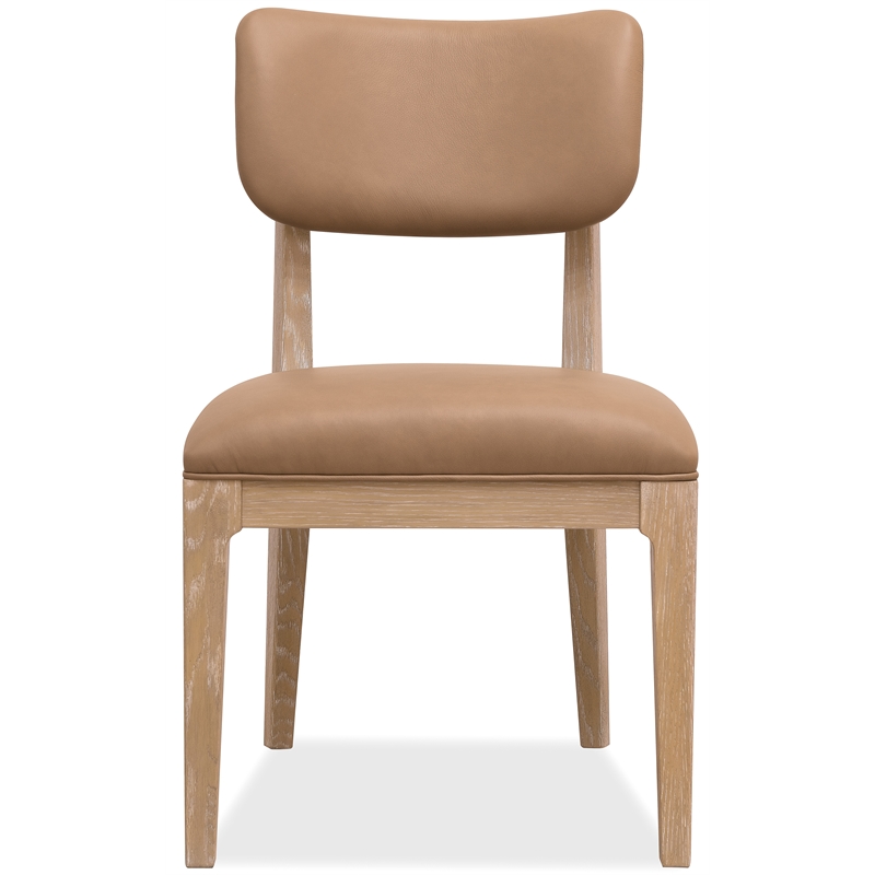 Beaumont Lane Contemporary Upholstered Side Chair in Brown Leather