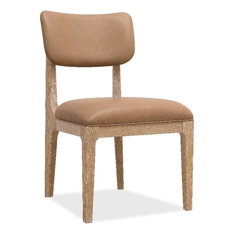 Beaumont Lane Contemporary Upholstered Side Chair in Brown Leather