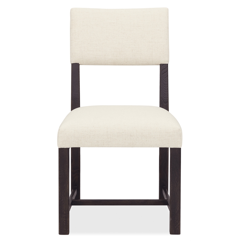Beaumont Lane Transitional Upholstered Side Chair in Beige Wood