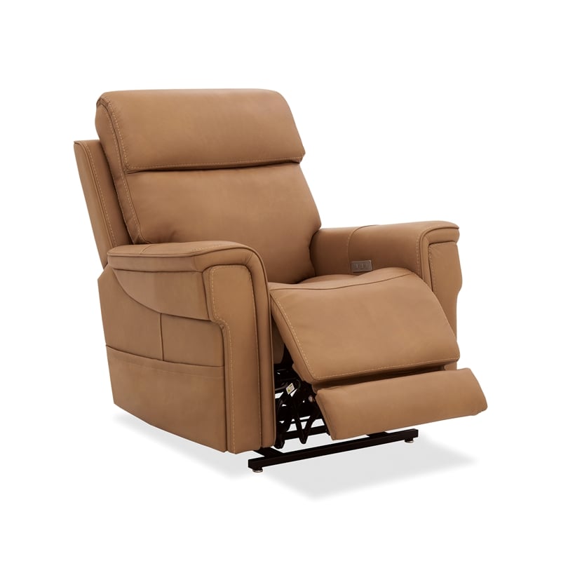 Beaumont Lane Lift Chair with Power Recline Headrest and Lumbar in Brown Leather