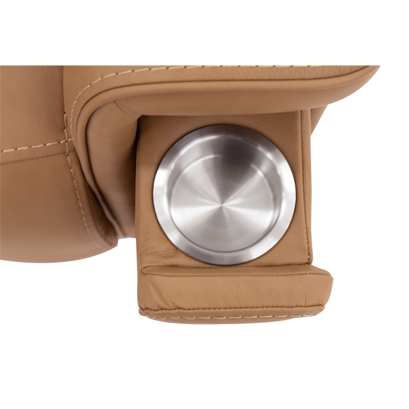 Beaumont Lane Lift Chair with Power Recline Headrest and Lumbar in Brown Leather