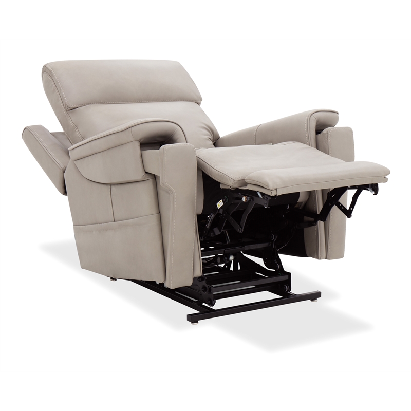Beaumont Lane Lift Chair with Power Recline Headrest and Lumbar in Gray Leather