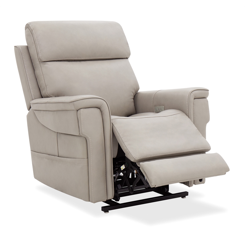 Beaumont Lane Lift Chair with Power Recline Headrest and Lumbar in Gray Leather