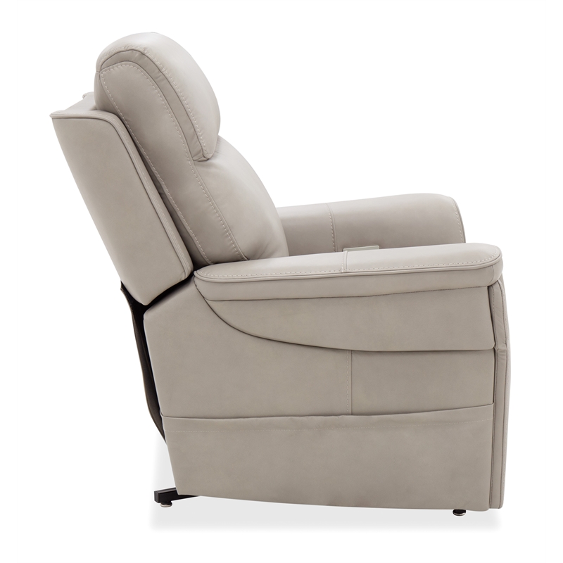 Beaumont Lane Lift Chair with Power Recline Headrest and Lumbar in Gray Leather