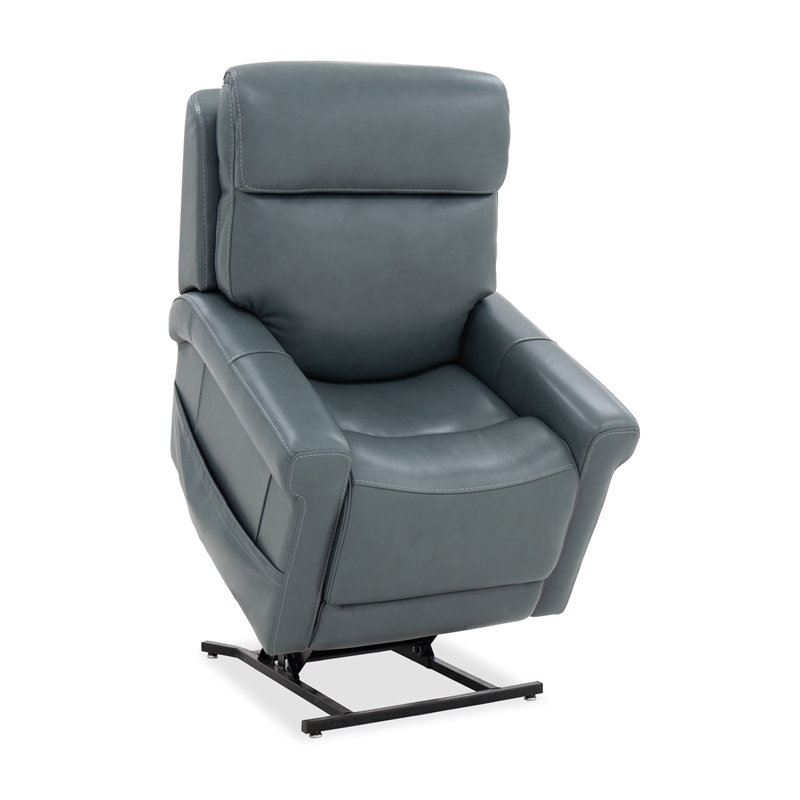 Beaumont Lane Lift Chair with Power Recline Headrest and Lumbar in Blue Leather