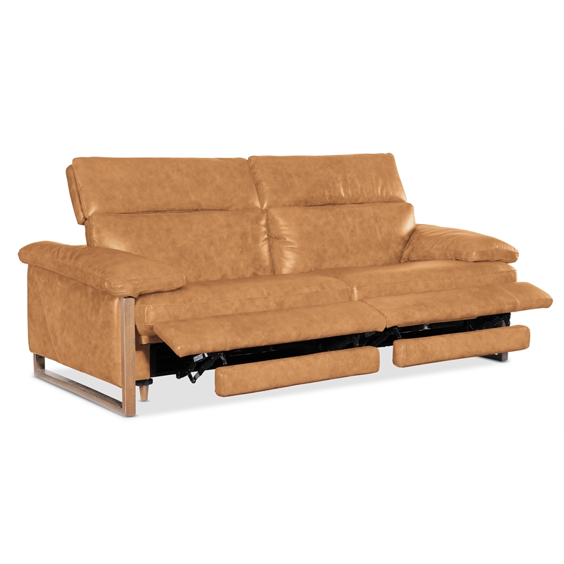 Beaumont Lane Power Sofa with Power Headrest in Brown Leather