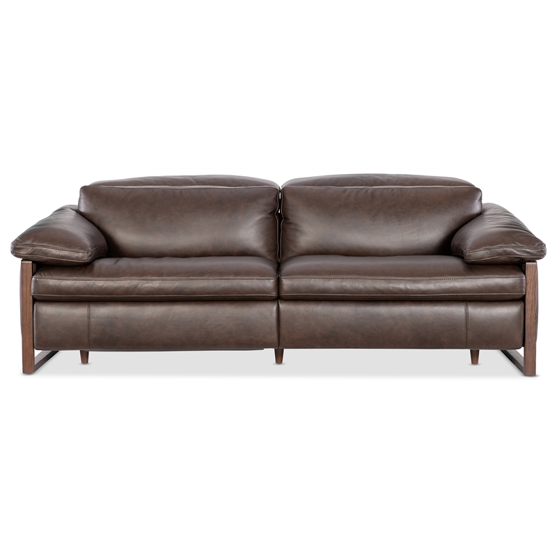 Beaumont Lane Power Sofa with Power Headrest in Brown Leather