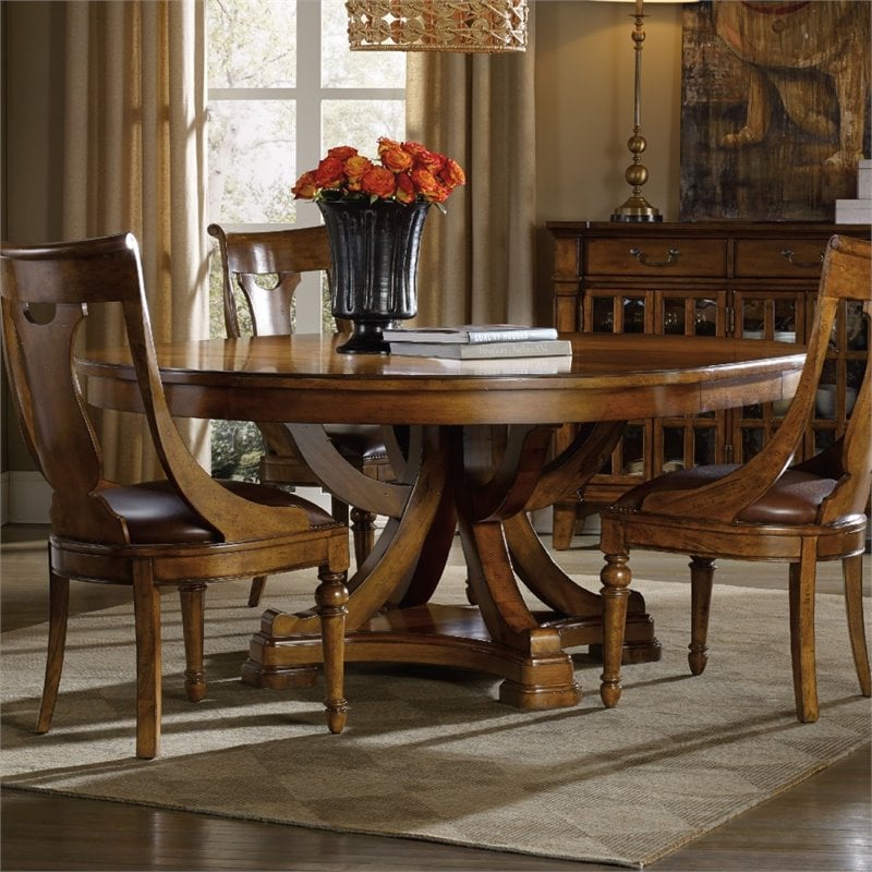 Beaumont Lane Set of 5 Pedestal Dining Table and Ladderback Arm Chairs