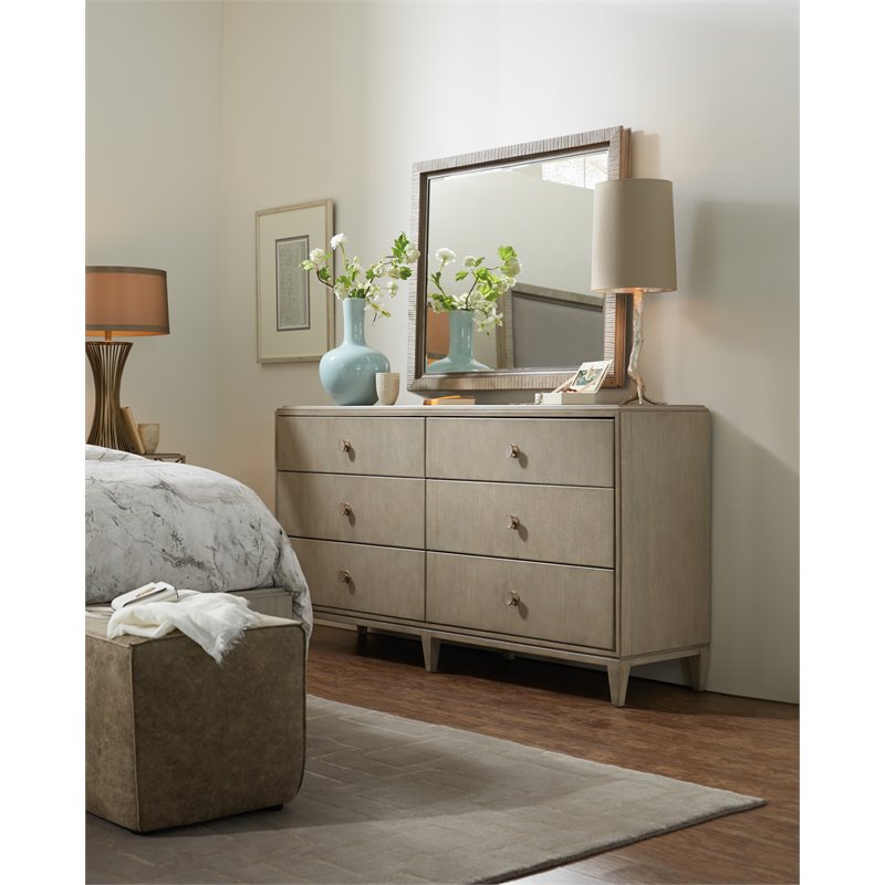 Beaumont Lane Set of 5 King Upholstered Bed & Dresser & Mirror & Nightstands