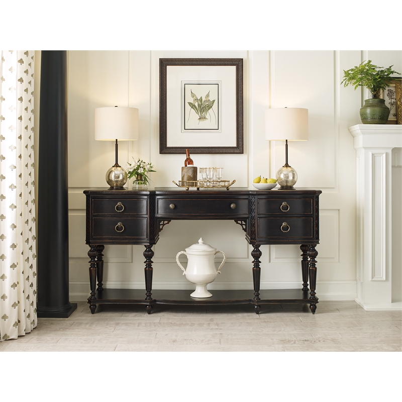 Beaumont Lane Set of 5 King Fabric Bed and Server and Mirror and Nightstands