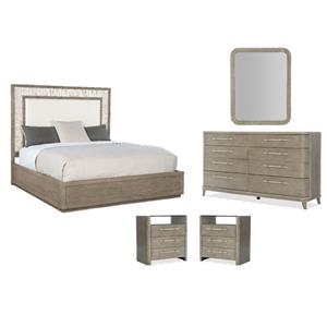 Beaumont Lane Set of 5 King Panel Bed and Dresser and Mirror and Nightstands