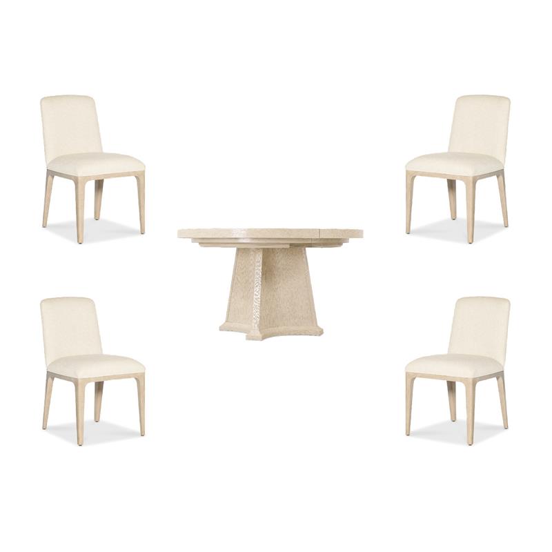 Beaumont Lane Set of 5 Upholstered Fabric Side Chairs and Round Dining Table