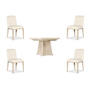 Beaumont Lane Set of 5 Upholstered Fabric Side Chairs and Round Dining Table
