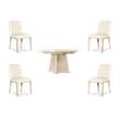 Beaumont Lane Set of 5 Upholstered Fabric Side Chairs and Round Dining Table
