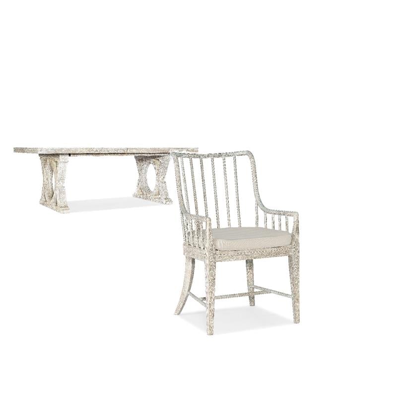 Beaumont Lane Set of 9 Rectangle Dining Table with 2 Leaves & Spindle Arm Chairs