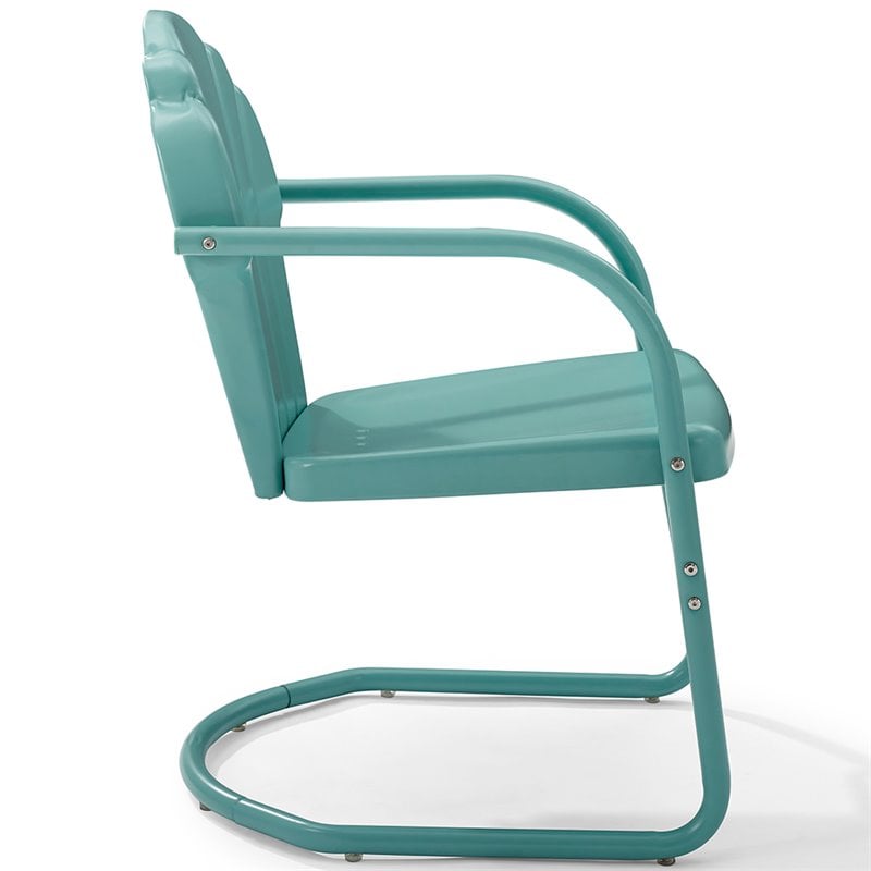 Beaumont Lane Contemporary Metal Patio Chairs in Blue (Set of 2)