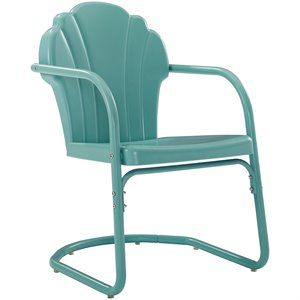 Beaumont Lane Contemporary Metal Patio Chairs in Blue (Set of 2)