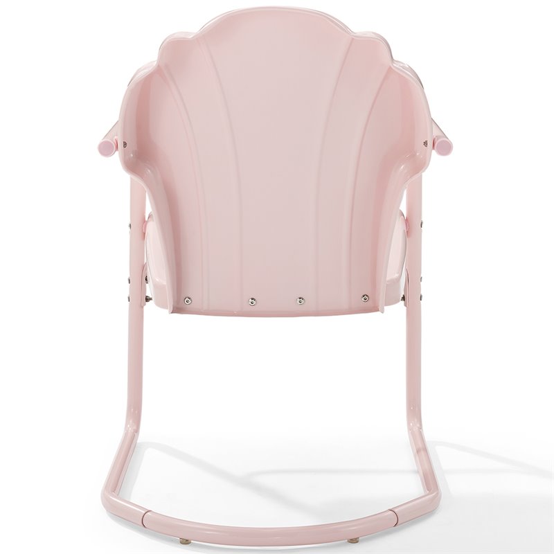 Beaumont Lane Modern Metal Patio Chair in Pastel Pink (Set of 2)