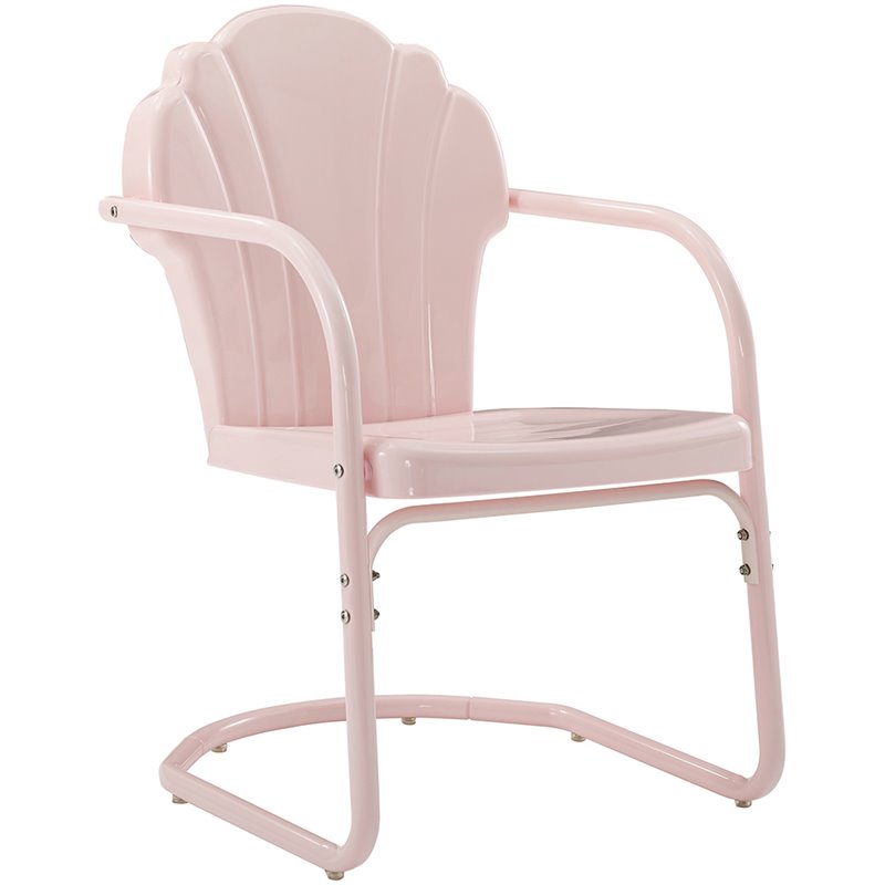 Beaumont Lane Modern Metal Patio Chair in Pastel Pink (Set of 2)