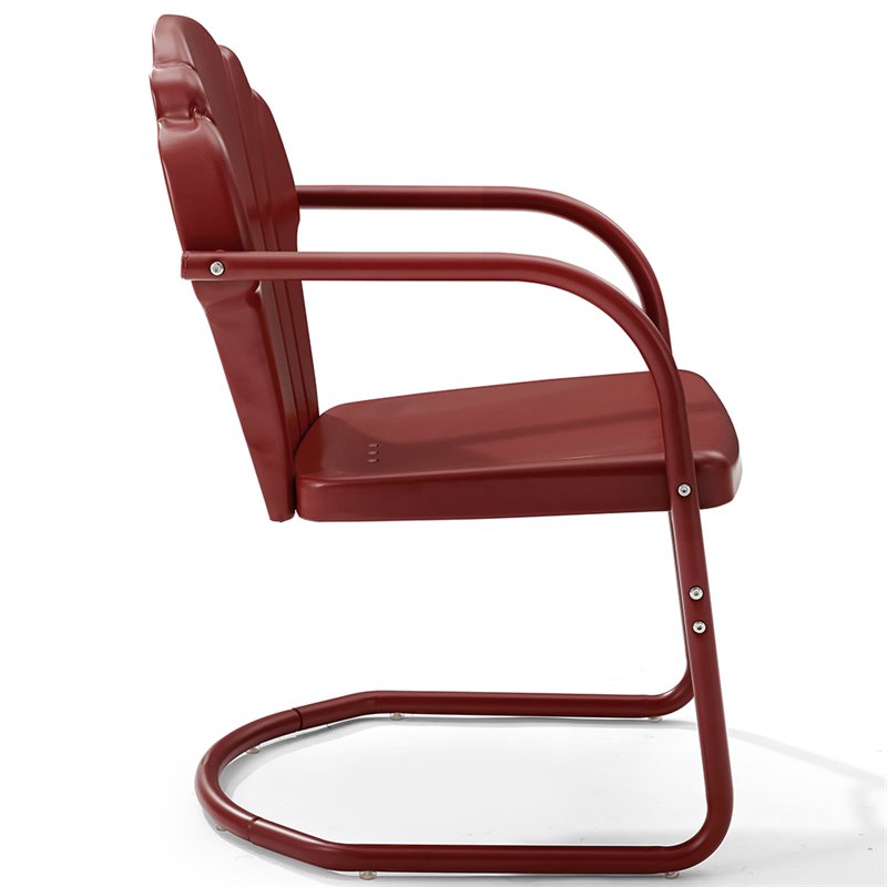 Beaumont Lane Modern Metal Patio Chair in Bright Red Gloss(Set of 2)