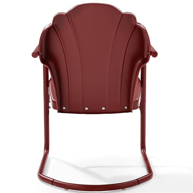 Beaumont Lane Modern Metal Patio Chair in Bright Red Gloss(Set of 2)