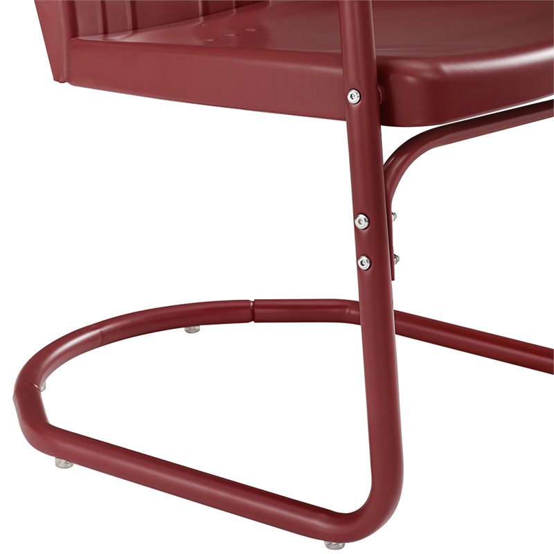 Beaumont Lane Modern Metal Patio Chair in Bright Red Gloss(Set of 2)
