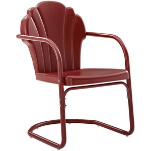 Beaumont Lane Modern Metal Patio Chair in Bright Red Gloss(Set of 2)