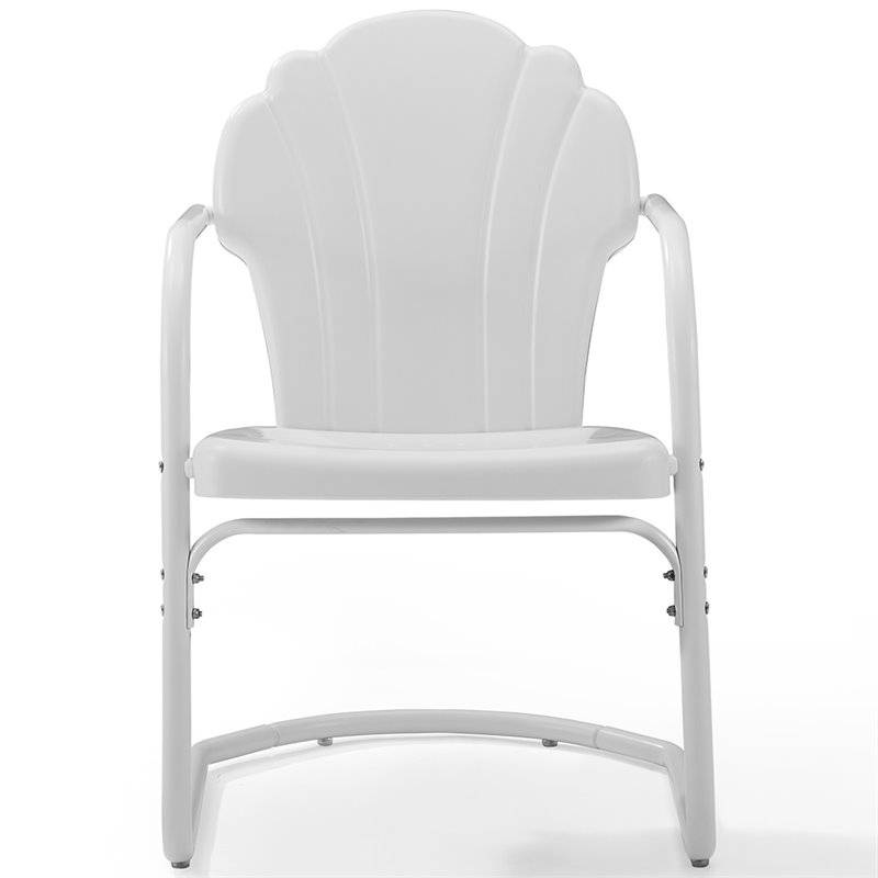 Beaumont Lane Contemporary Metal Patio Chairs in White (Set of 2)
