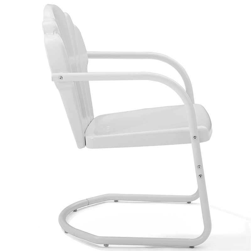 Beaumont Lane Contemporary Metal Patio Chairs in White (Set of 2)