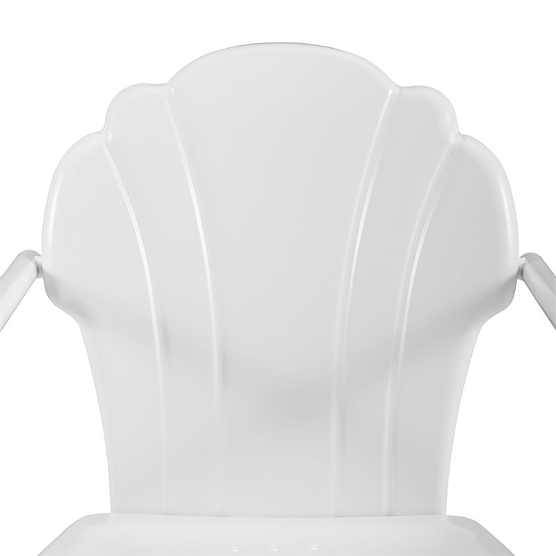 Beaumont Lane Contemporary Metal Patio Chairs in White (Set of 2)