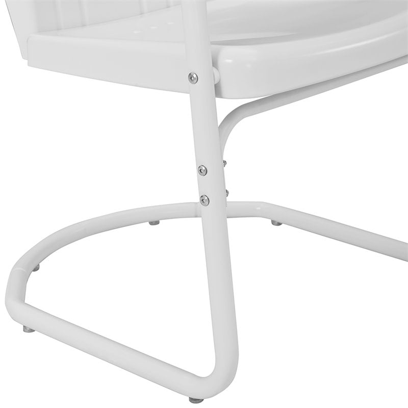 Beaumont Lane Contemporary Metal Patio Chairs in White (Set of 2)