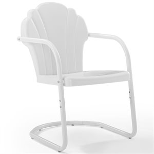 Beaumont Lane Contemporary Metal Patio Chairs in White (Set of 2)